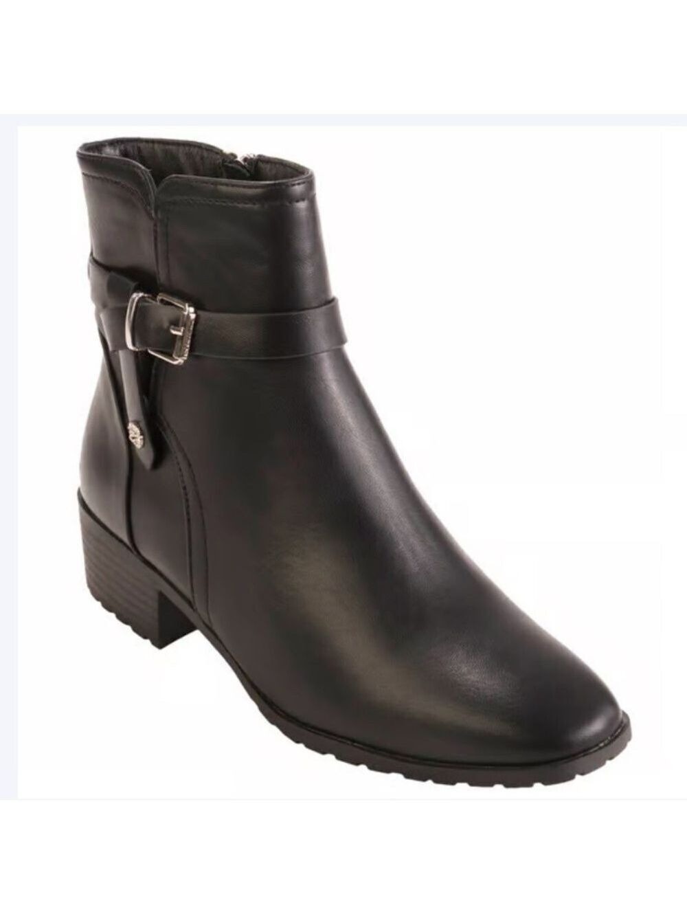 Anne Klein Black Casanova Faux Leather Ankle Booties - Sz 7.5